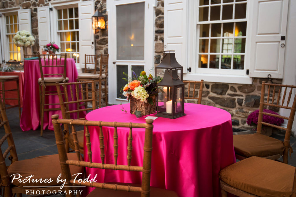 tables wth beautiful center pieces, prepared for a special event