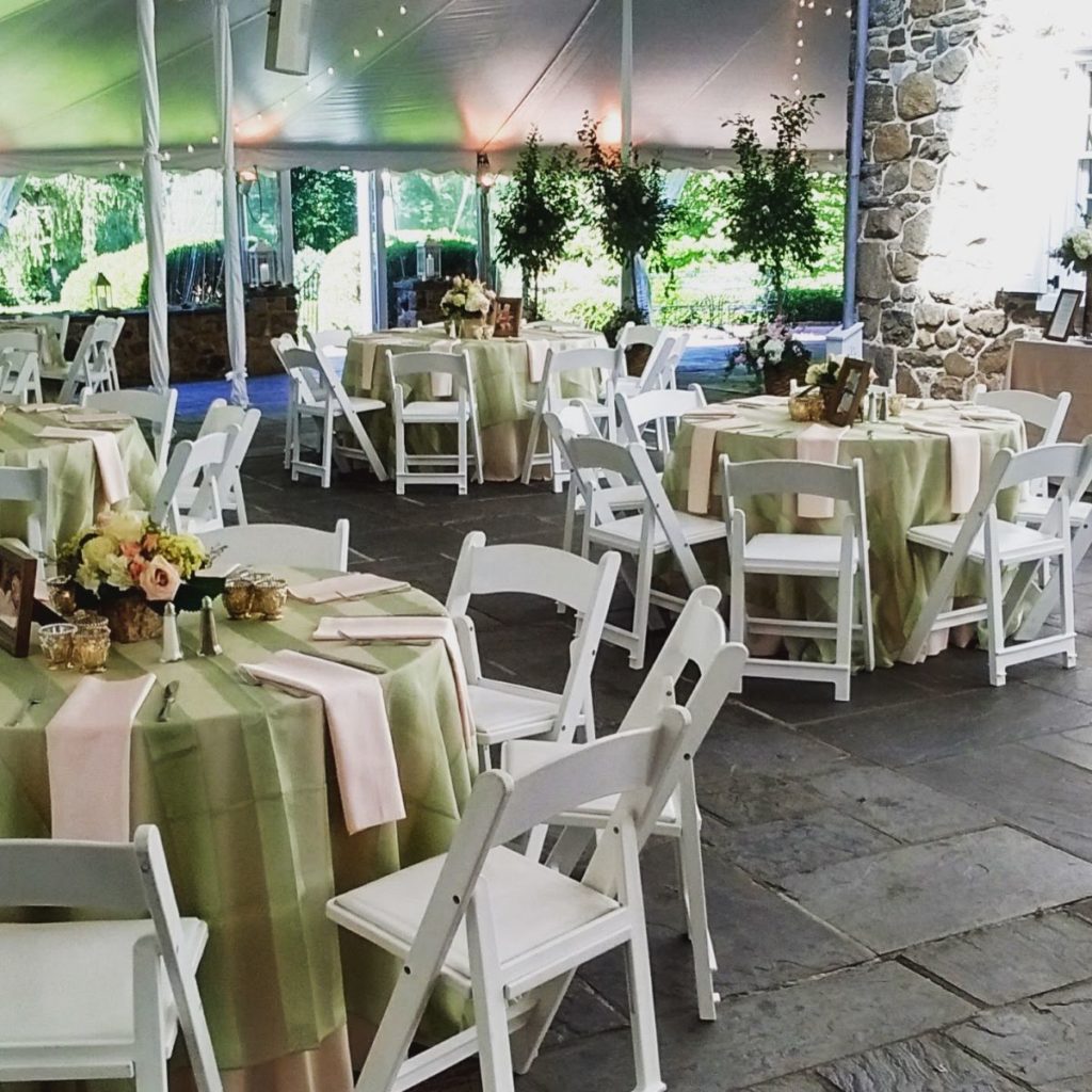 tables decorated with flowers